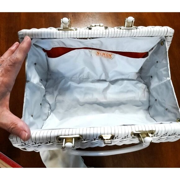Vintage Simon by Ernest Blum Woven Purse Hong Kong with Pair Vintage White Glove - Picture 9 of 16